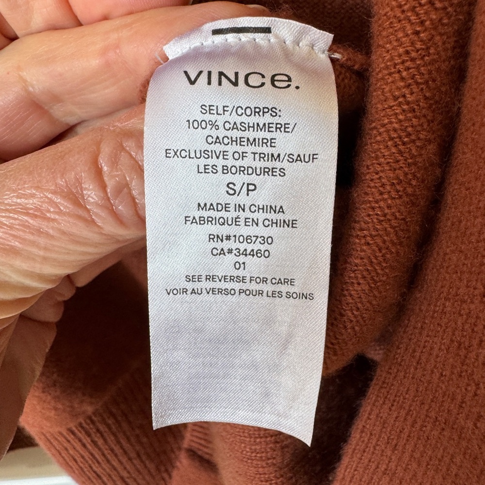 Vince Rust Cashmere Cardigan Sweater Size S - Picture 4 of 8